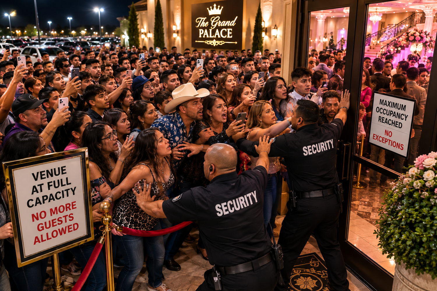 Police clearing overcrowded Quince venue after open invite Quinceañera exceeded occupancy limits, guest capacity and safety regulations