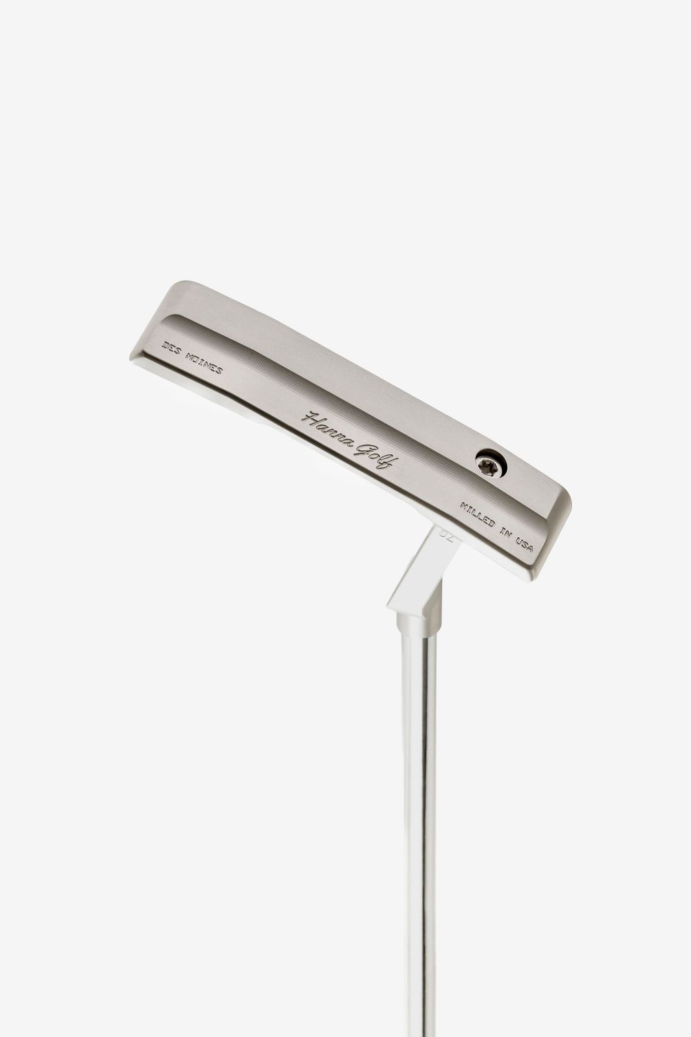 Havana Golf silver blade putter with sleek stainless steel finish and white shaft, designed for precision putting.