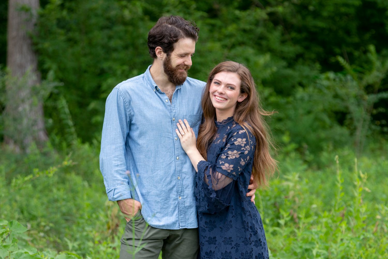 Candid photo of a couple at Memorial Park in Houston, relaxed lifestyle style.