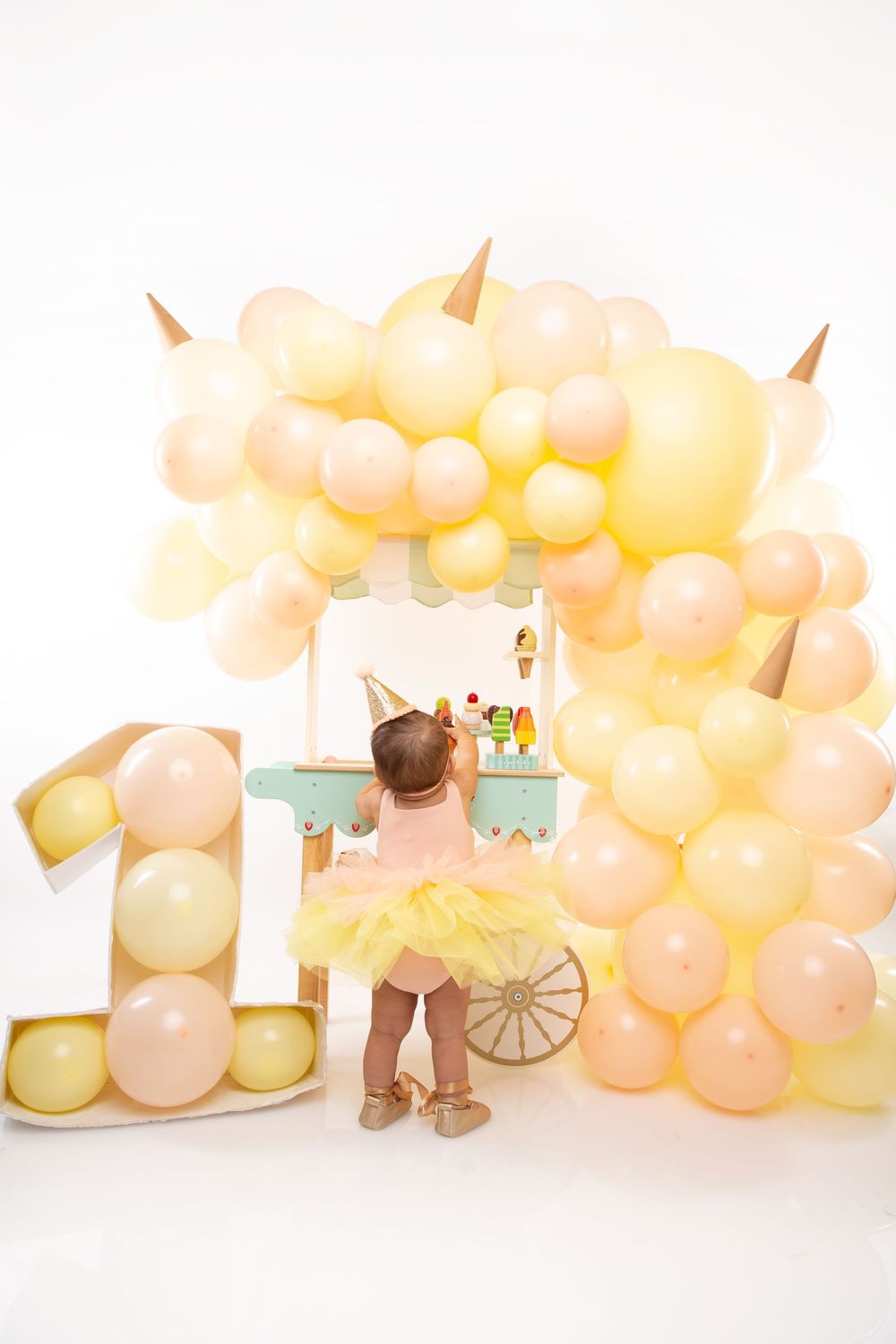 birthday theme with balloons and cake
