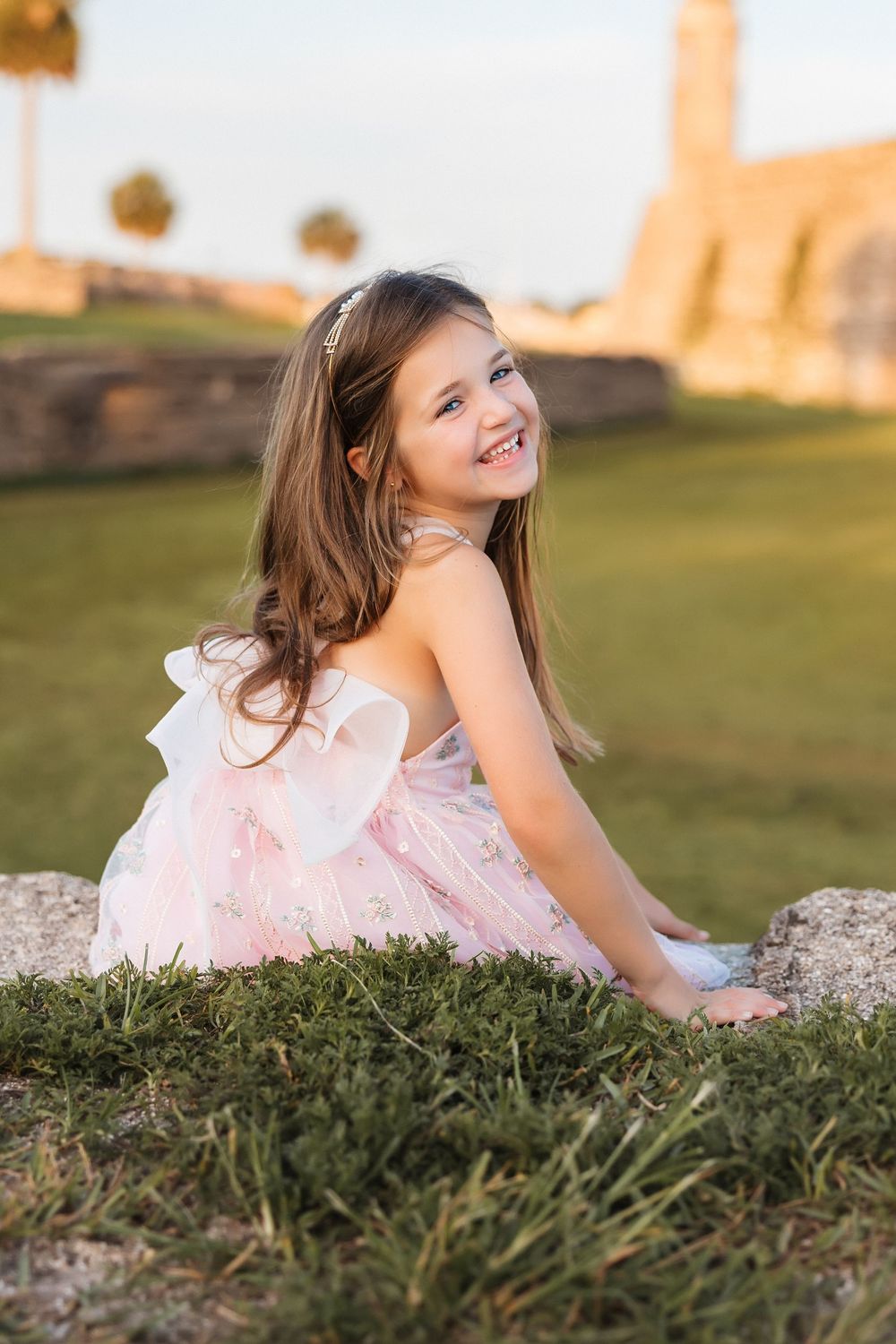 Downtown St. Augustine family photo session at the fort during sunset
