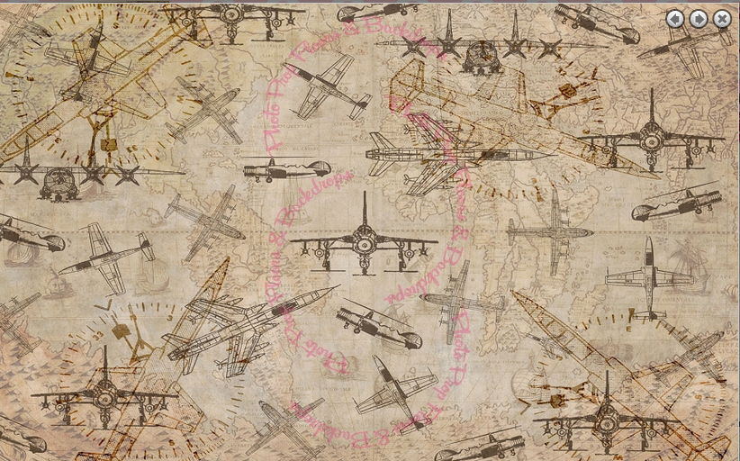 Vintage aviation blueprint wallpaper featuring sketched WWII aircraft on aged parchment with antique map background.