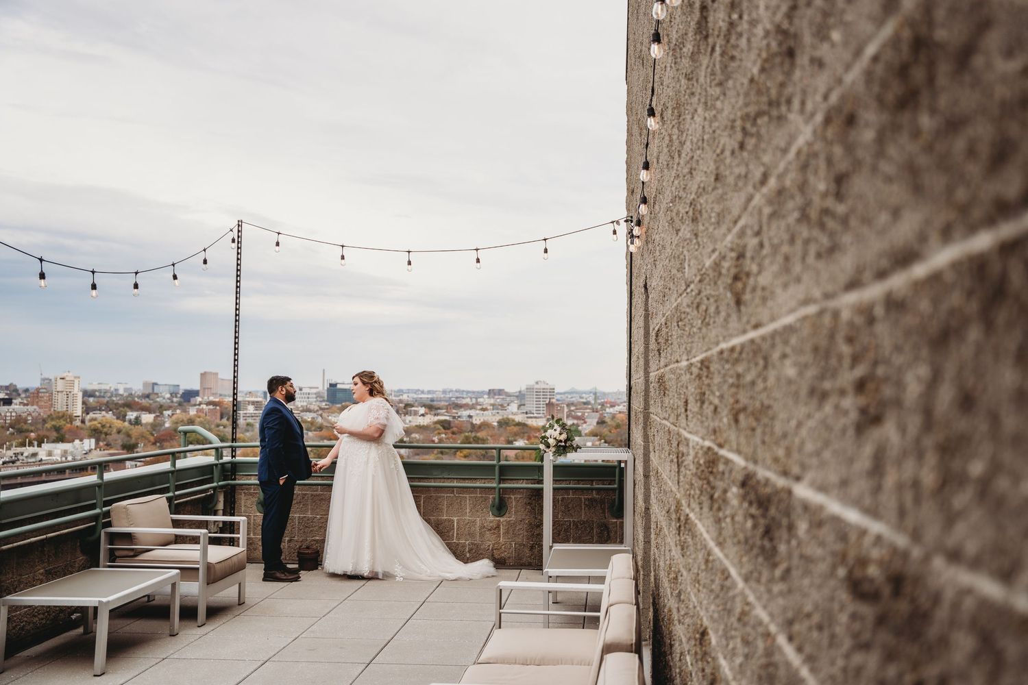 bride and groom first look