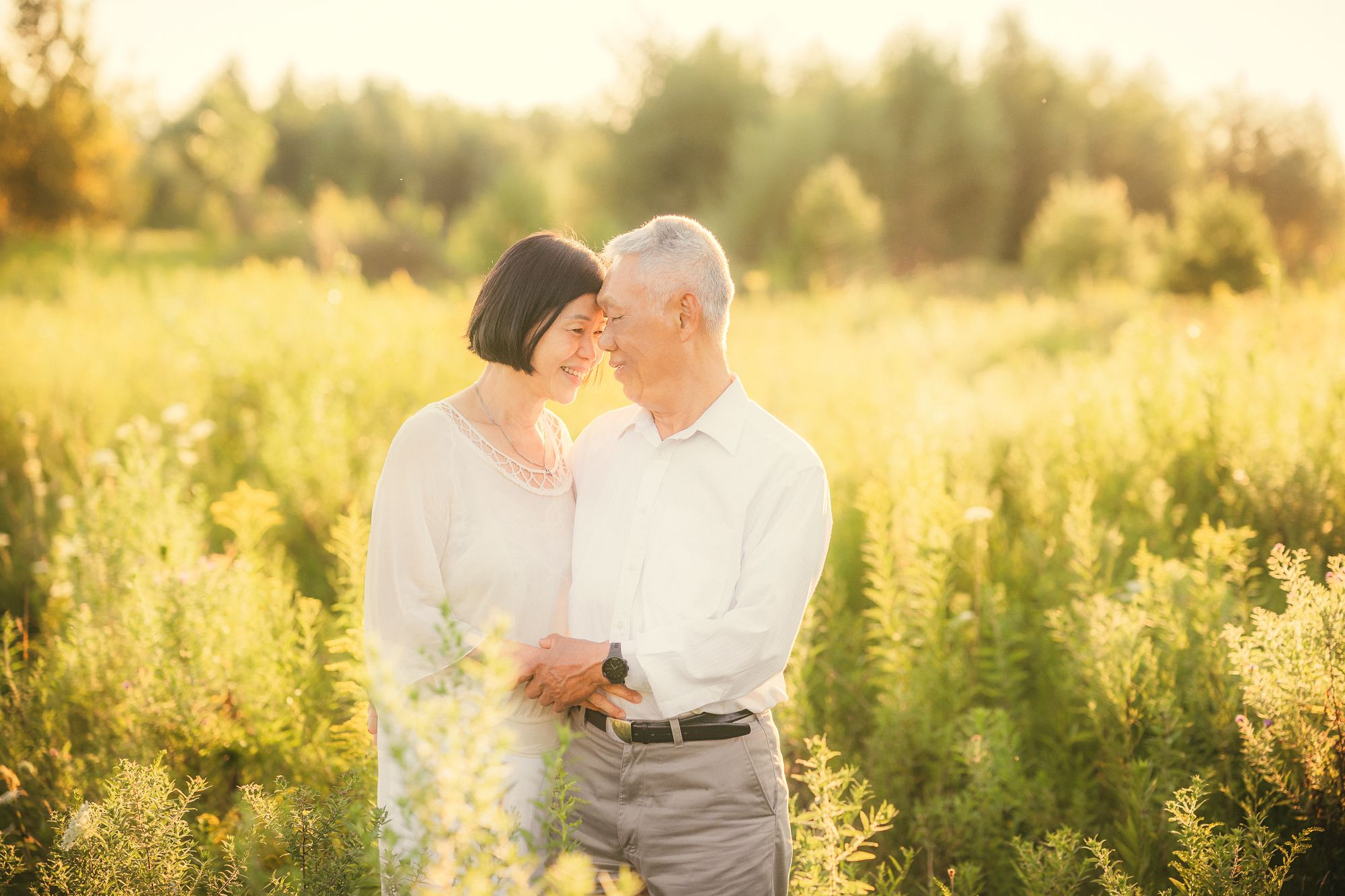 50's anniversary family photography session outside in the park during the sunset in Richmond Hill, Ontario