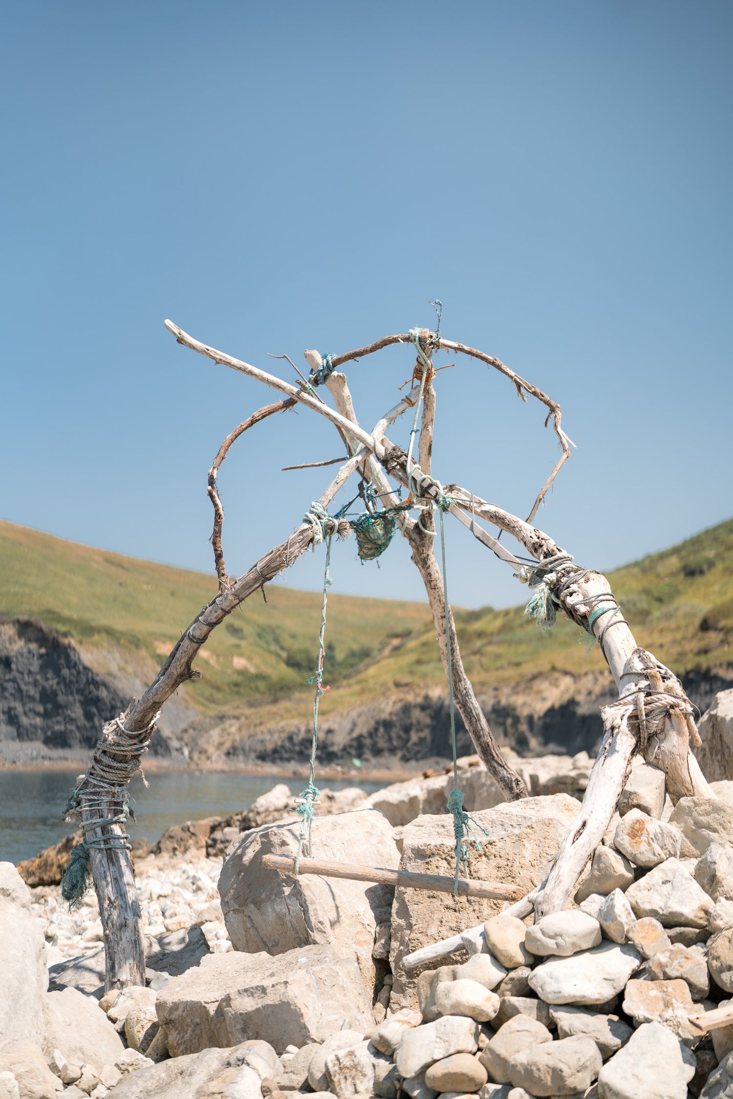 sculpture bois chapman's pool sur la jurassic coast en angleterre