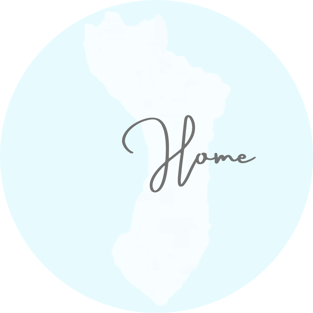 Elegant handwritten text elements on pale blue circular backgrounds.