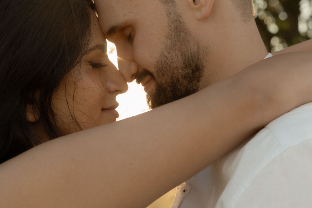 Close-up romantic portrait with soft natural lighting.