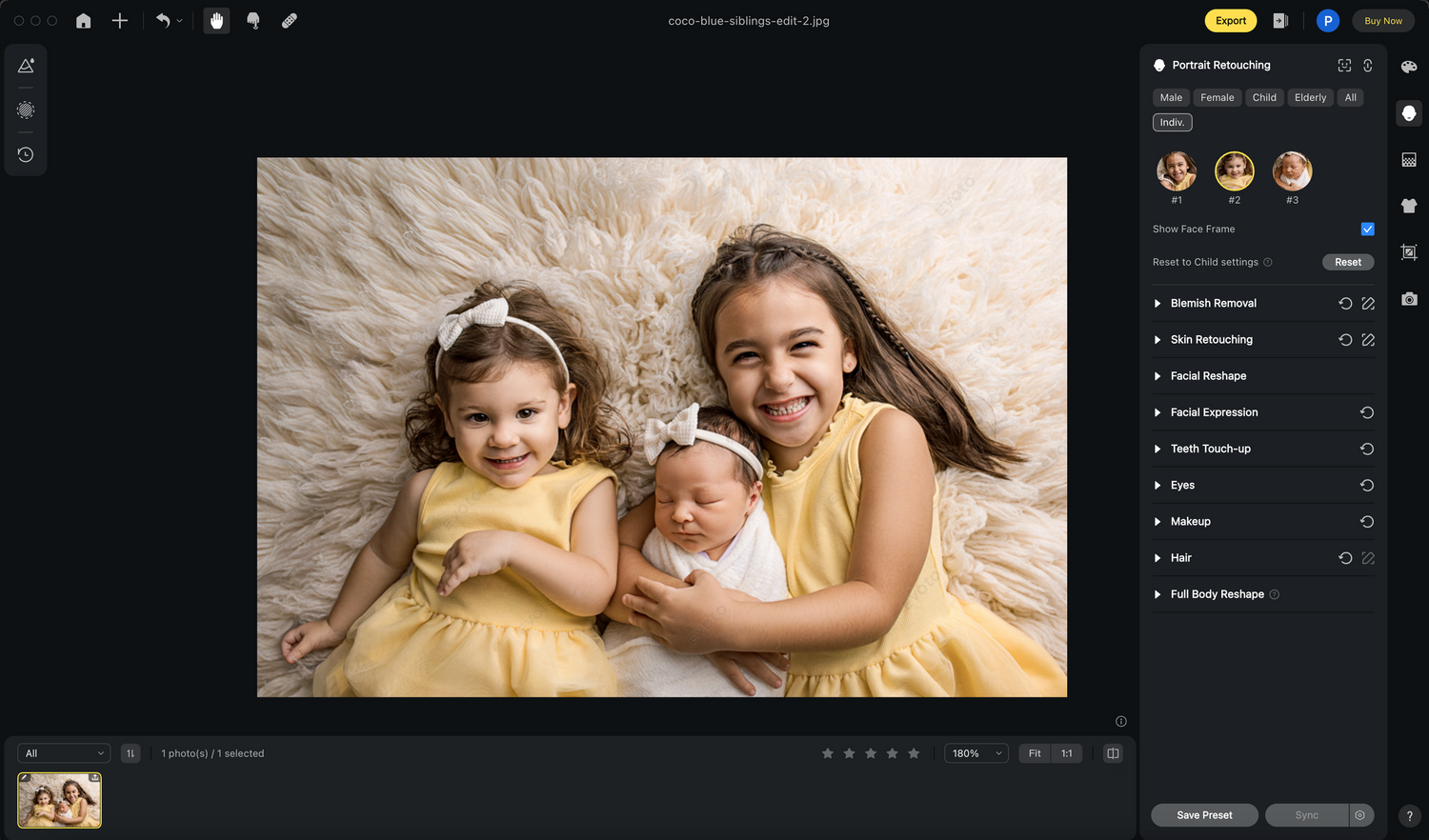 Three subjects laying on textured beige background wearing yellow outfits during a photography session - my evoto editing process