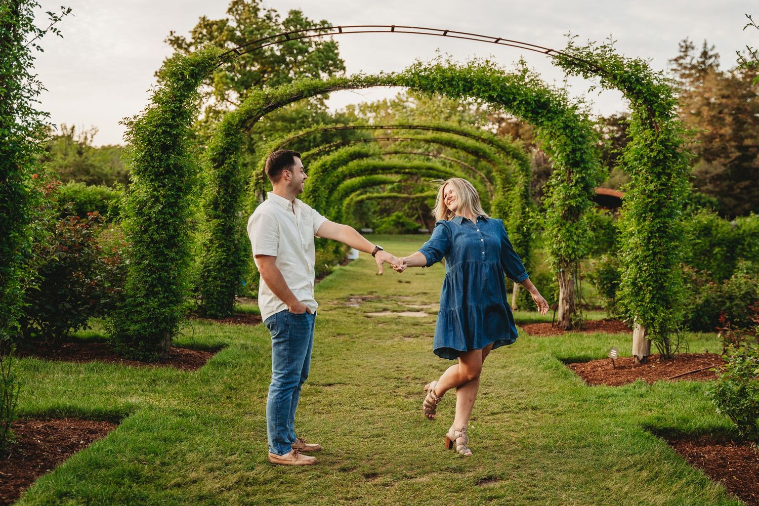 engagement session couple with nice outfits on
