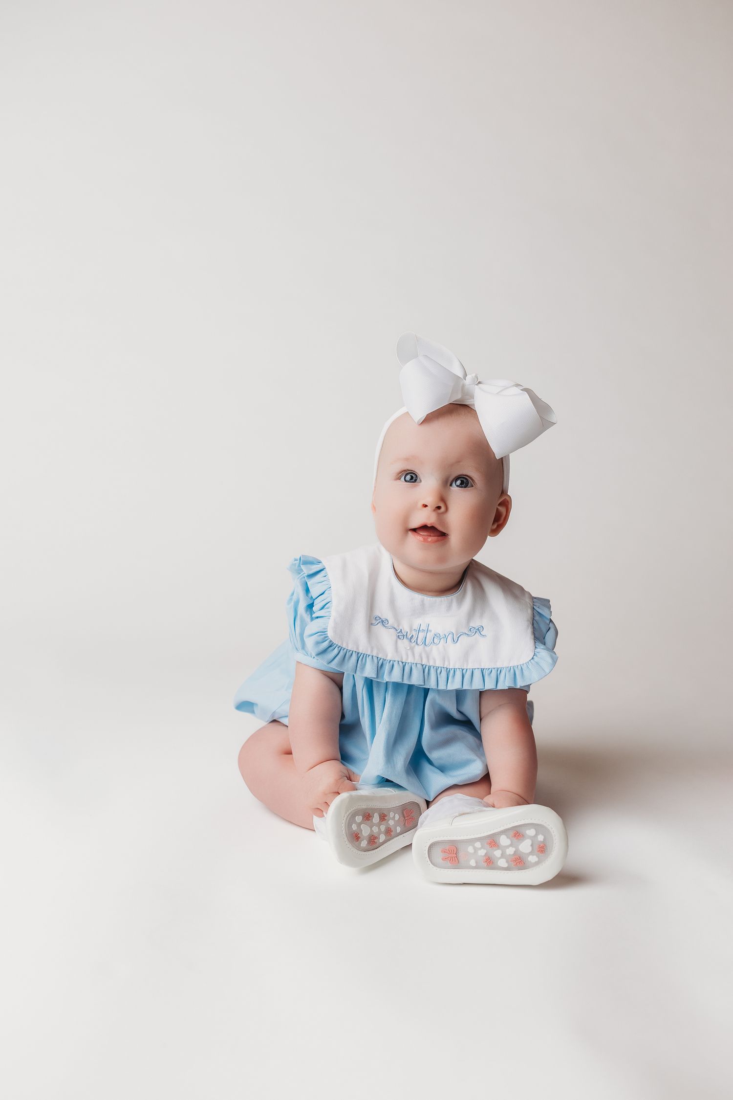 heirloom milestone session for six month old girl in maine