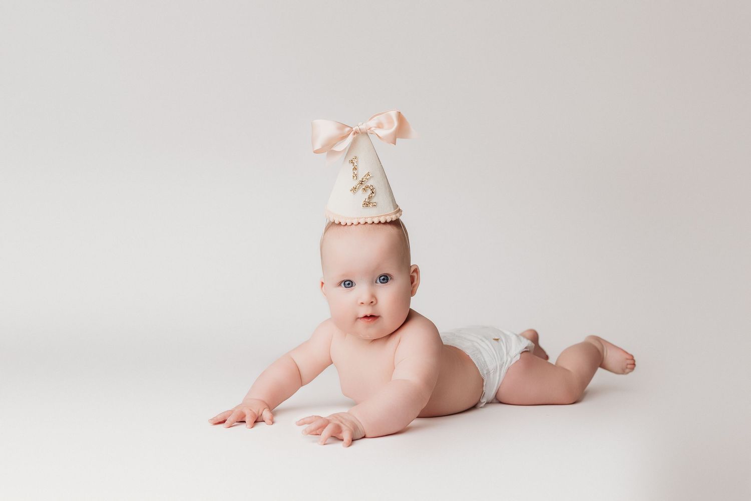 half birthday photos for little girl studio session