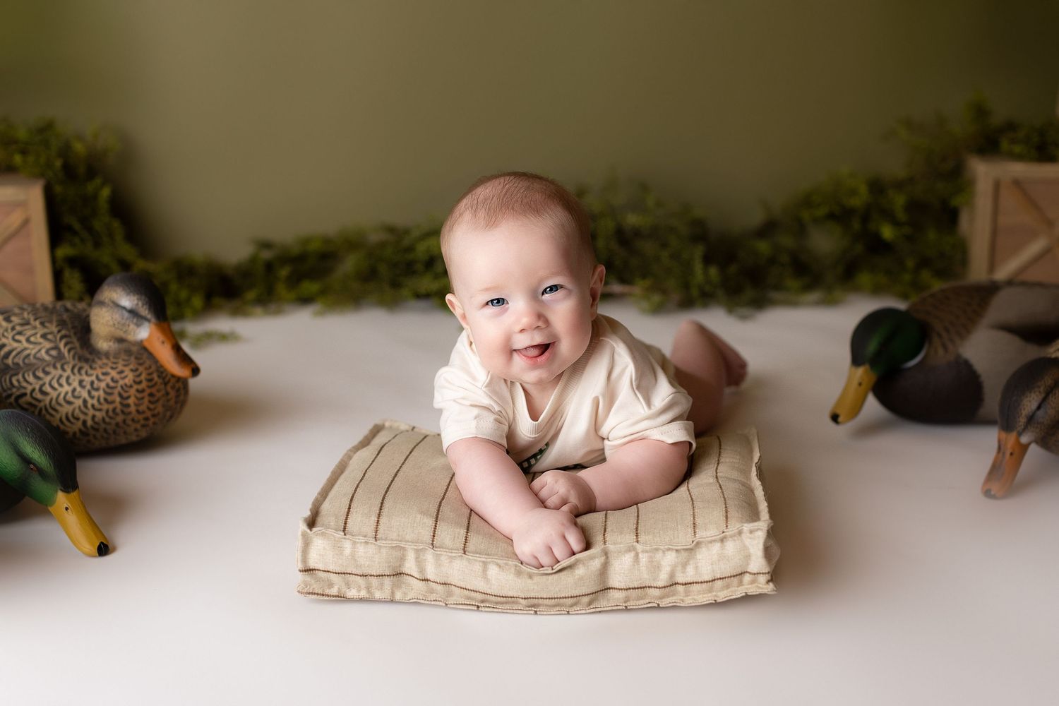 6 month photoshoot for little boy in the studio