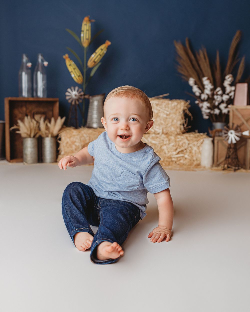 Professional photo of a toddler in blue