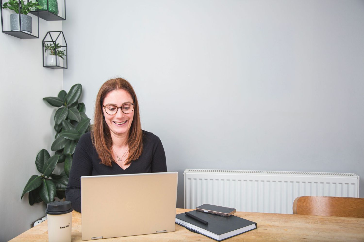 Lynn at her desk
