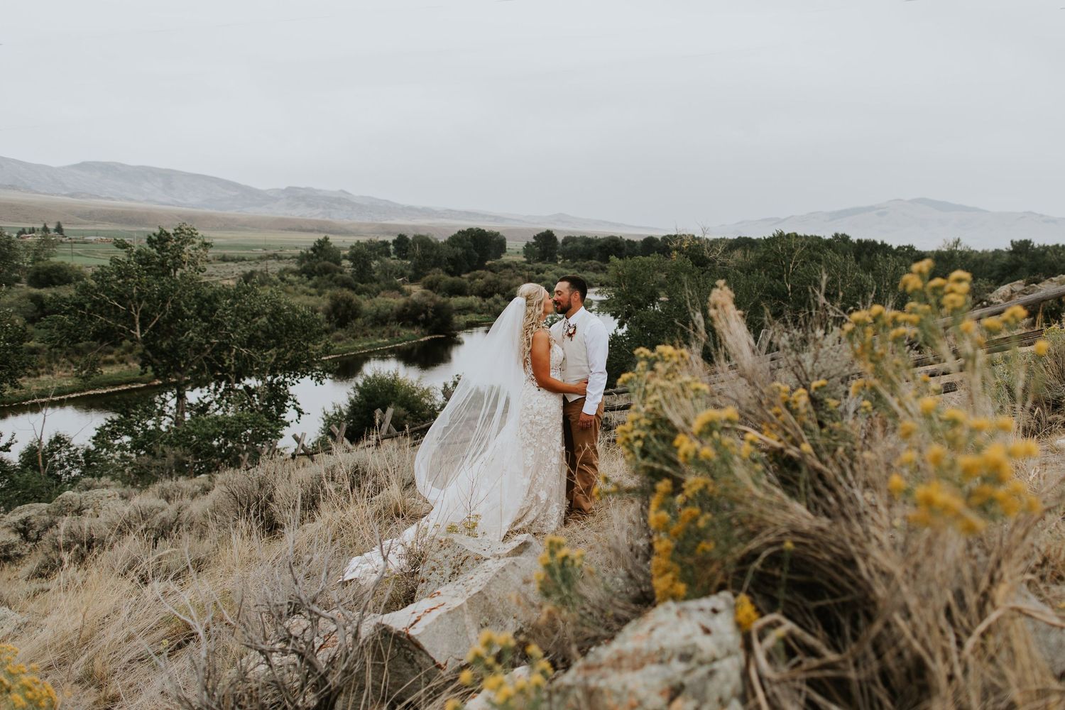 Montana couple, enjoying some moments to themselves before their reception.