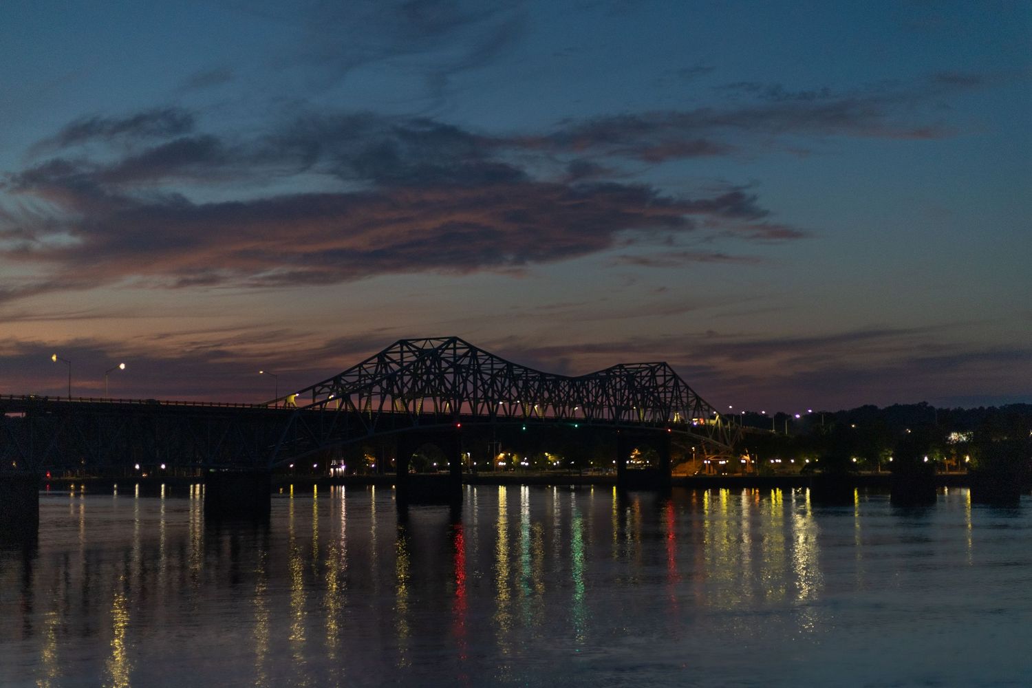 The Shoals bridge ay night