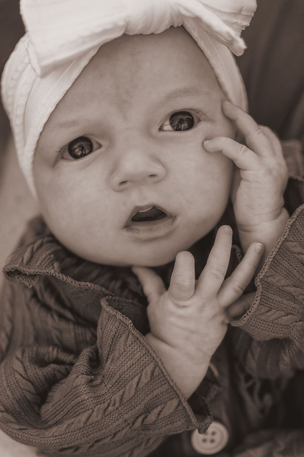Close up of a baby's face.
