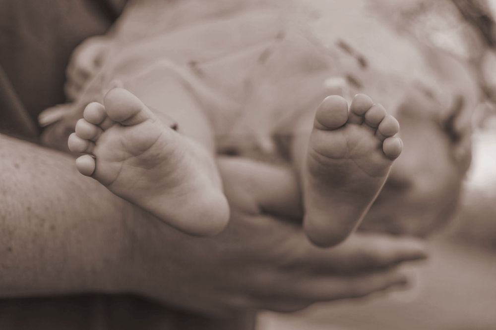 A close up of a baby's feet.
