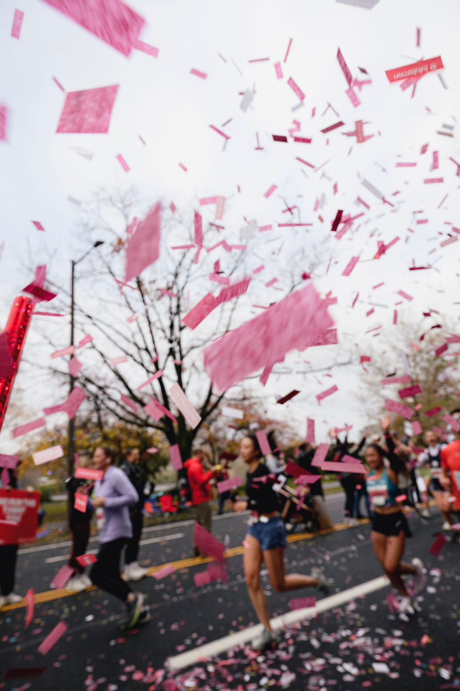 Confetti at Lululemon x OPAC (Original Propaganda Athletic Club) cheer station at Philadelphia Marathon and Philadelphia Half Marathon 2025.