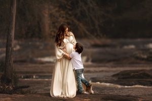 A collection of romantic photos showing tender moments between people outdoors in golden light.