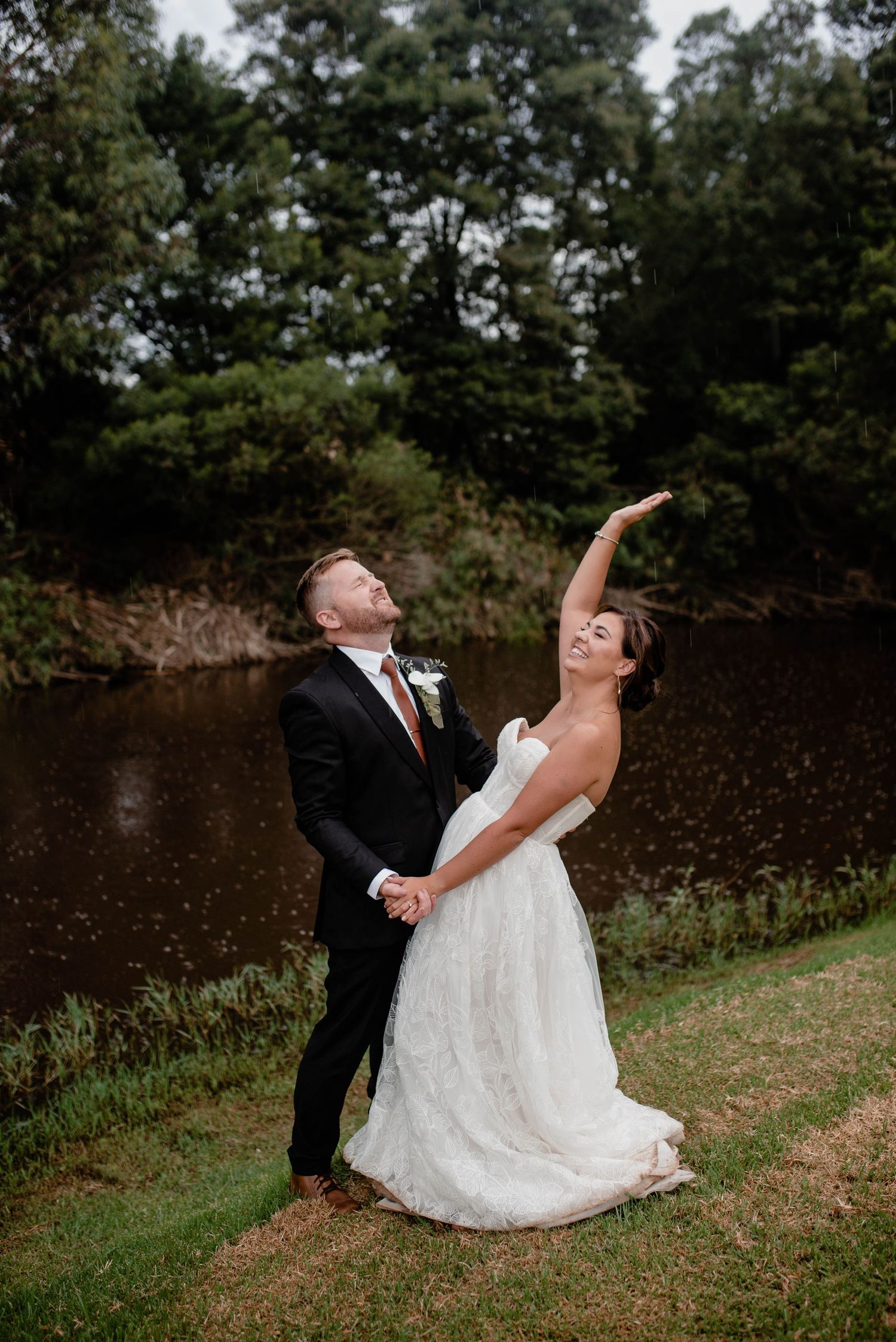 wedding in the rain