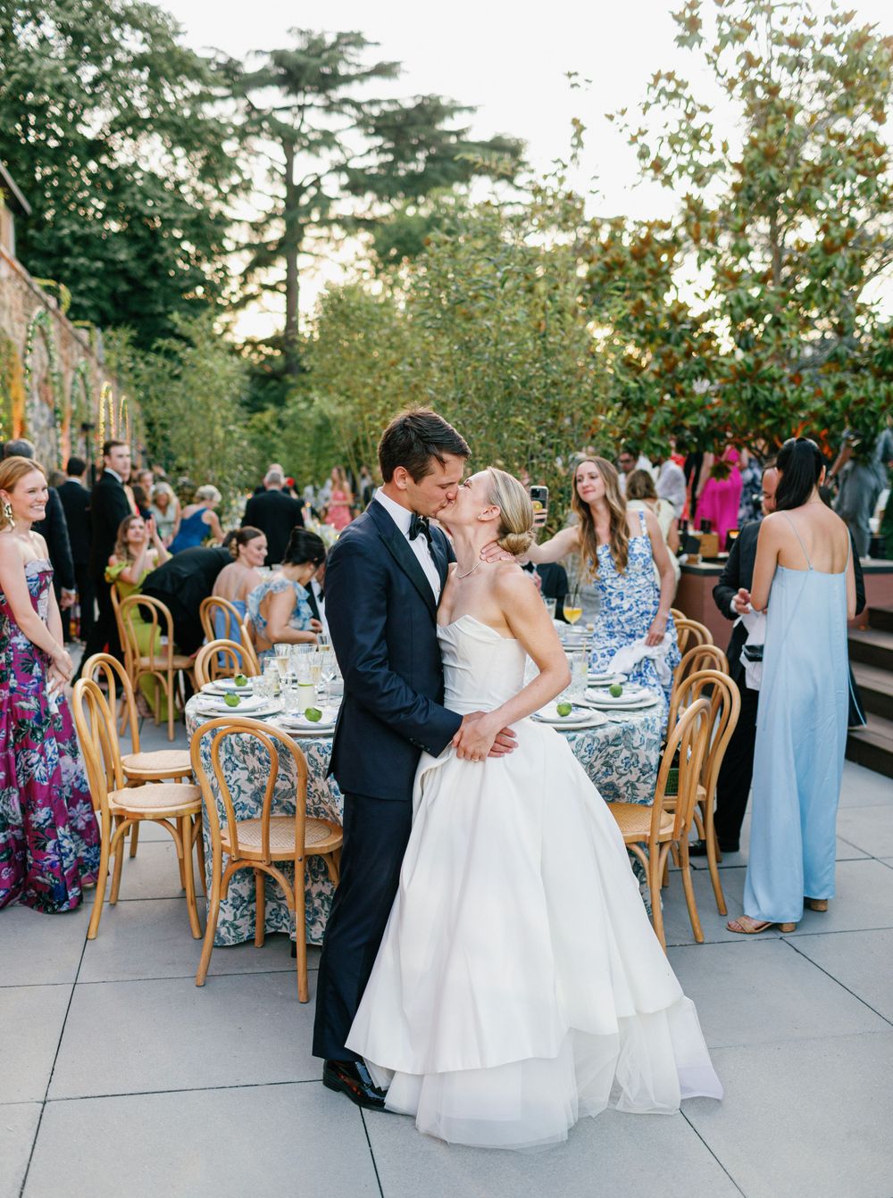 Bride and groom enjoying the wedding reception at Six Senses Douro Valley.