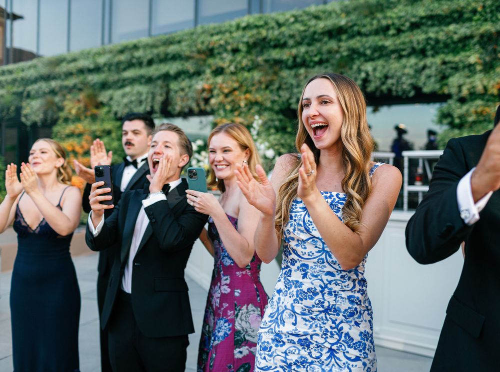 Guests enjoying the wedding reception at Six Senses Douro Valley.