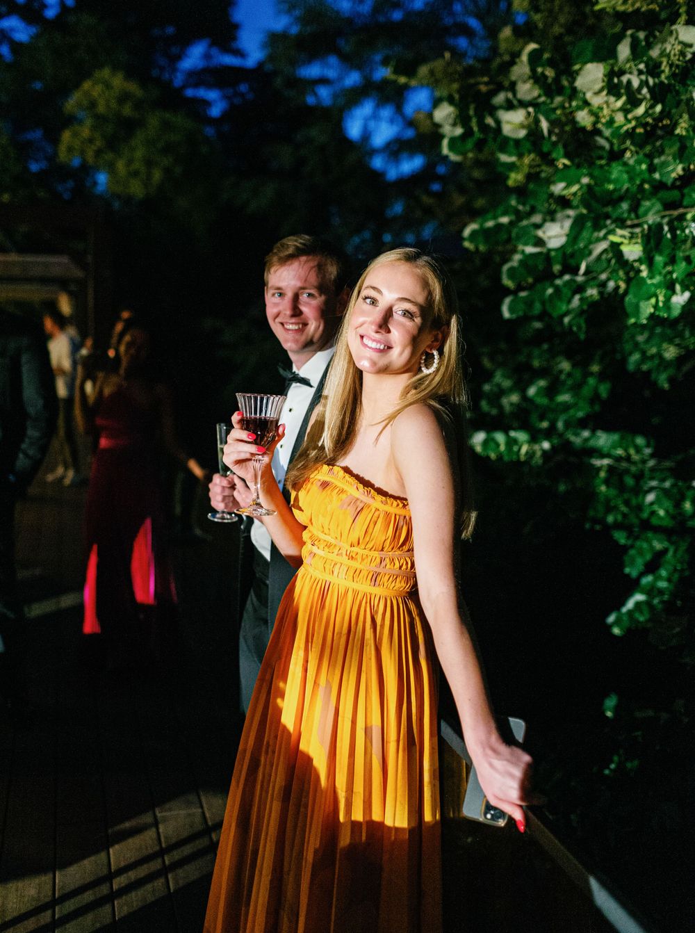 Elegant couple enjoying a moment at the wedding reception, Six Senses Douro Valley.