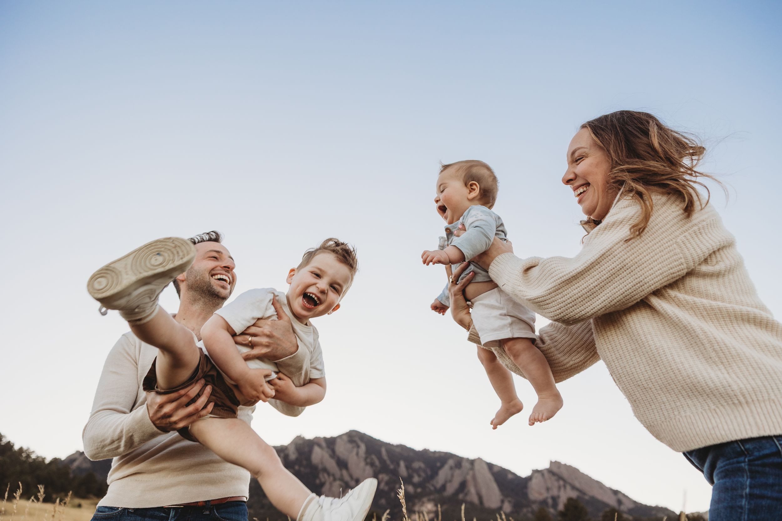 Candid Boulder outdoor family photography natural light sunset