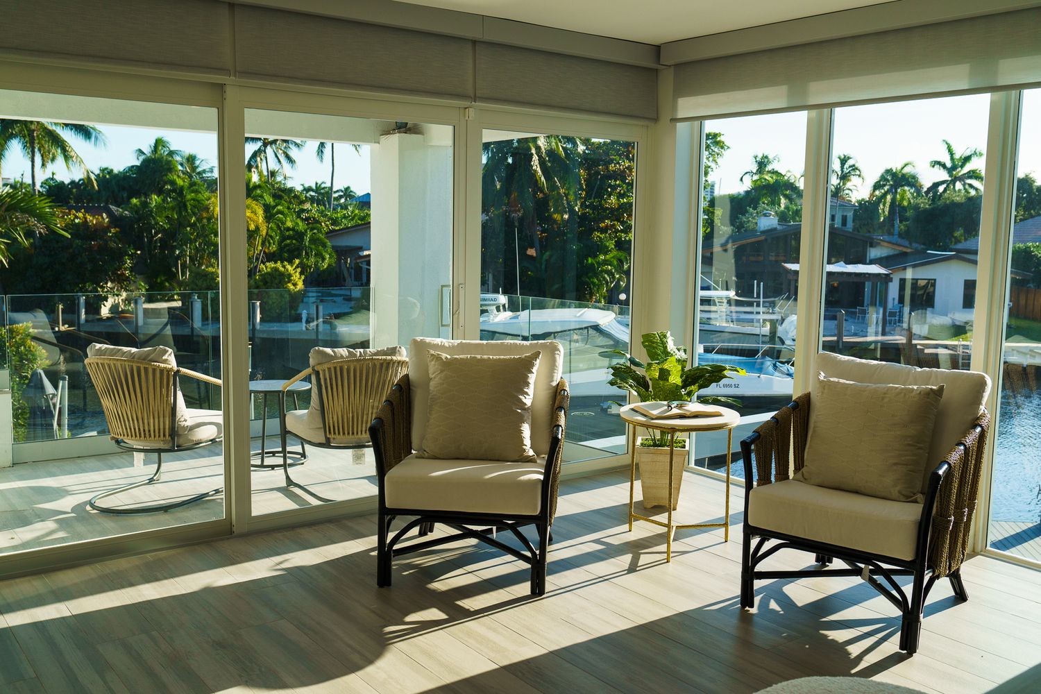 Bright, inviting interior of a South Florida home with wide-angle view and natural light, professional real estate listing photo by SRX Med