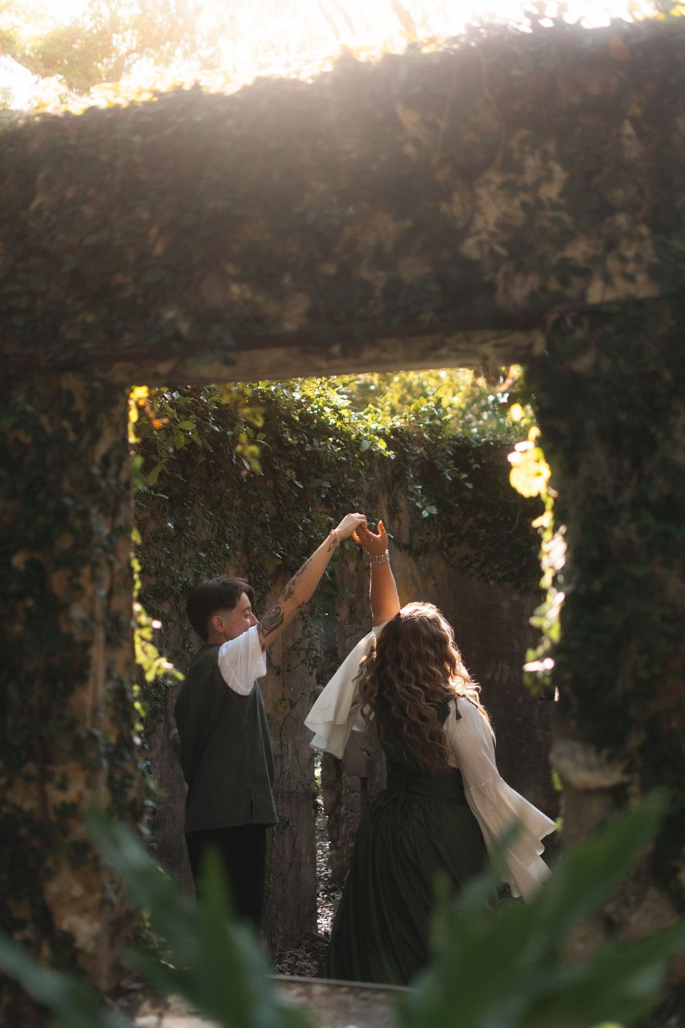 Lesbian couple portrait with fantasy styling in Lutz, Florida by a Central Florida photographer.