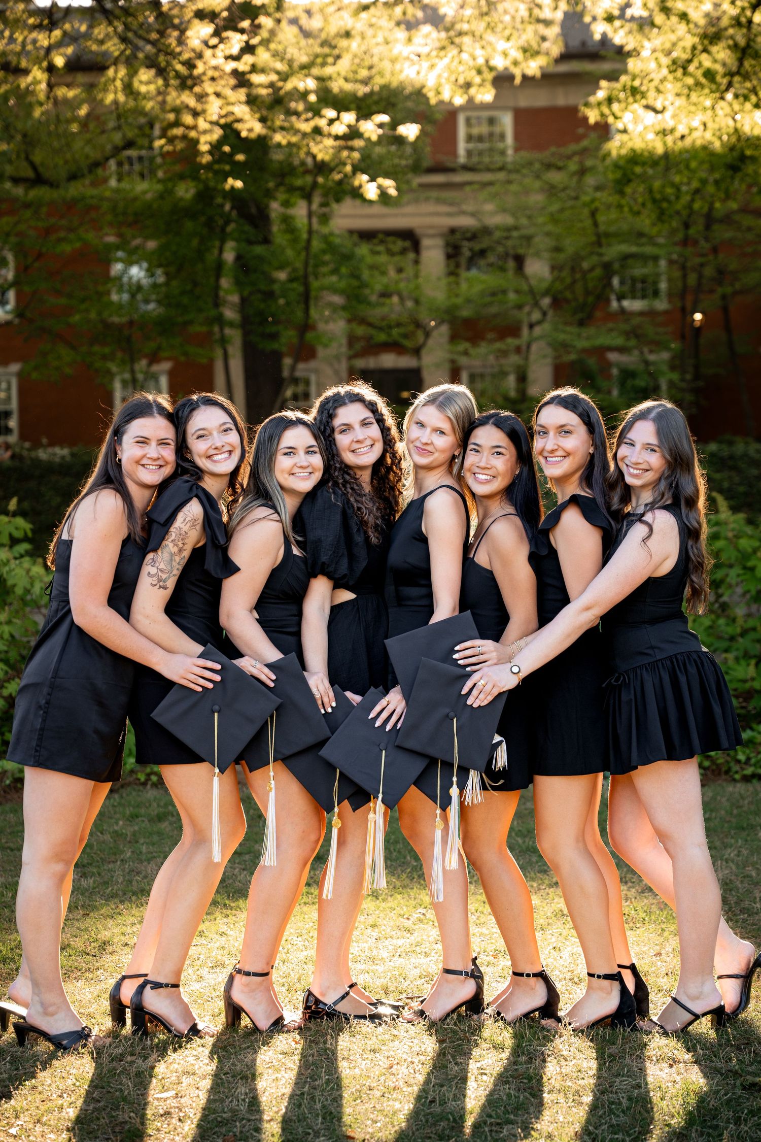 Georgia Tech students group grad photos in atlanta Georgia before commencement