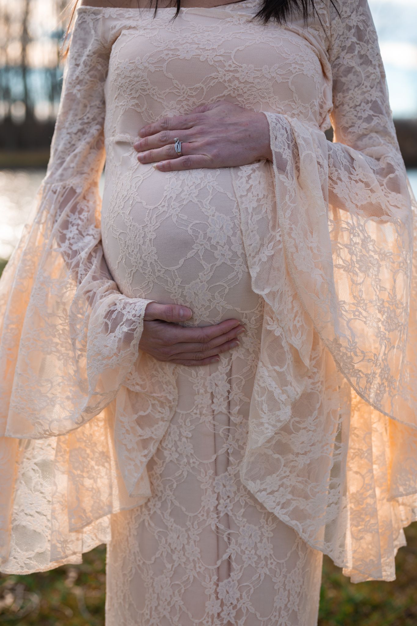 A pregnant belly.