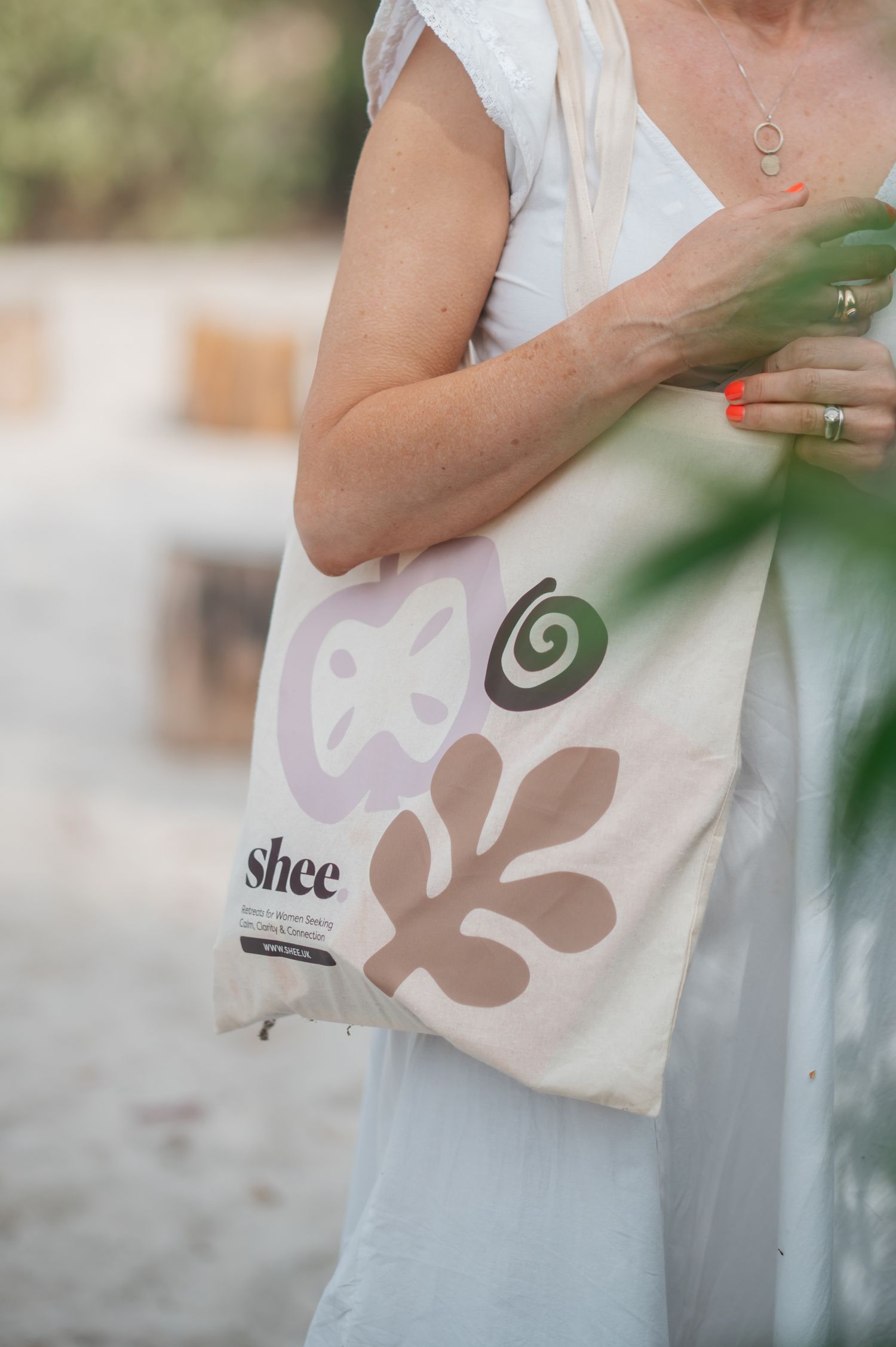 branded tote bag at yoga retreat in portugal