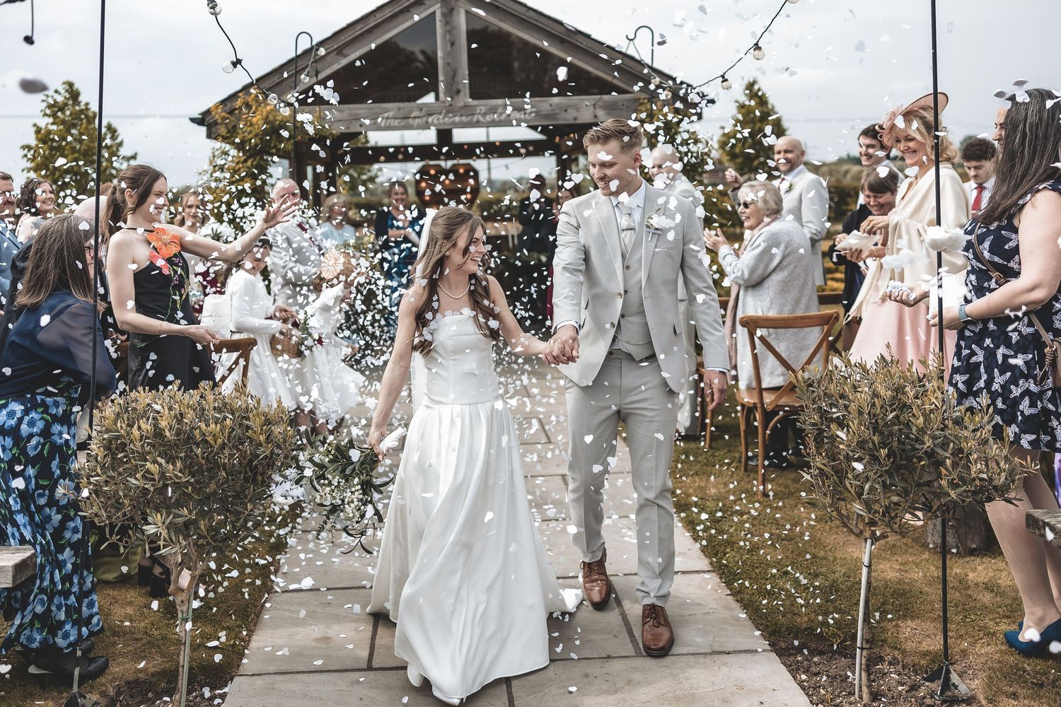 Documentary natural moment after ceremony with confetti.