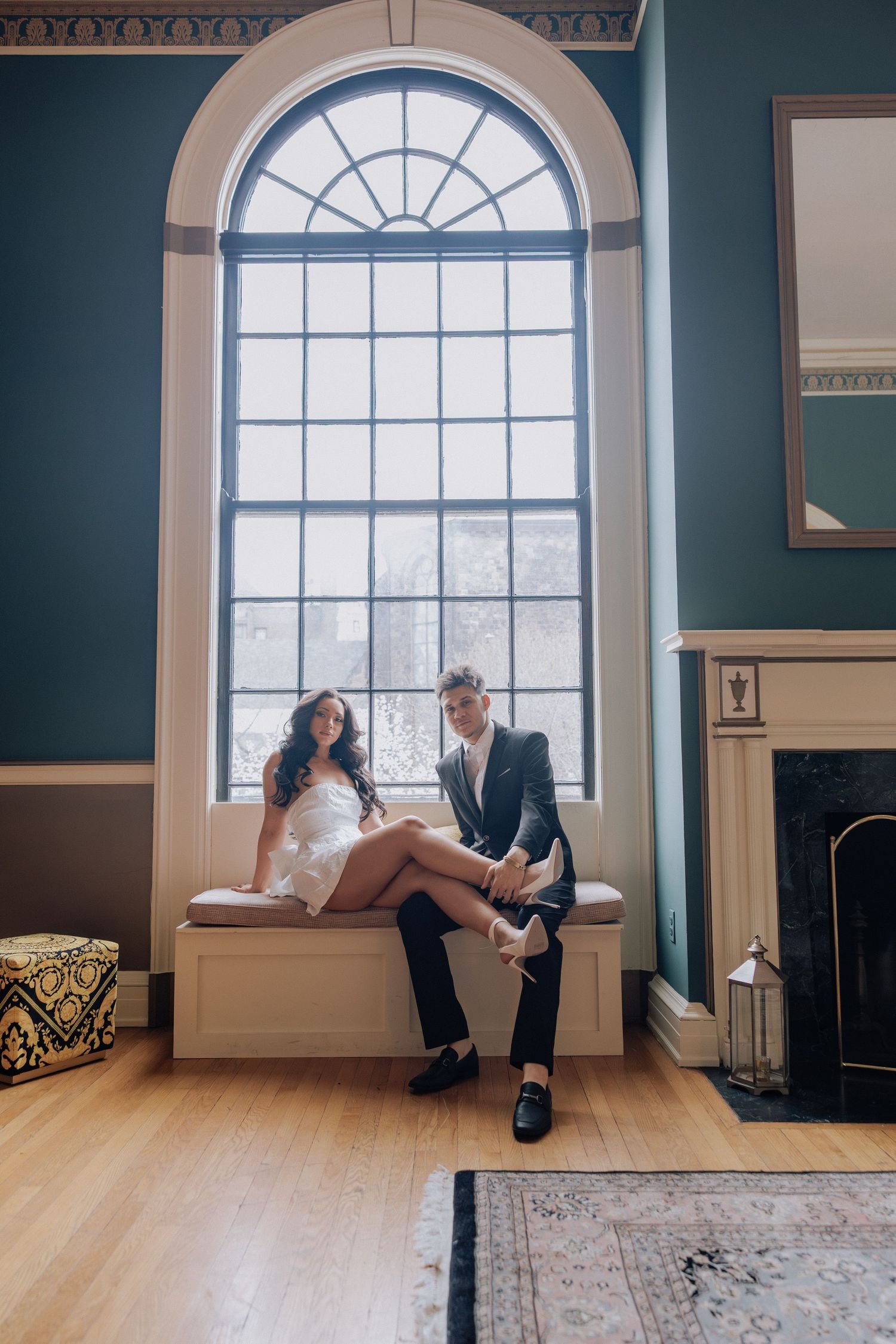 Romantic engagement photos at The Inn on Broadway in Rochester NY