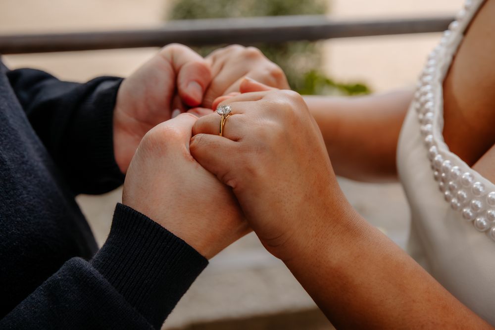 Romantic walking shot Montjuïc stairs golden light Surprise proposal photoshoot Barcelona BarcelonaLoversPH