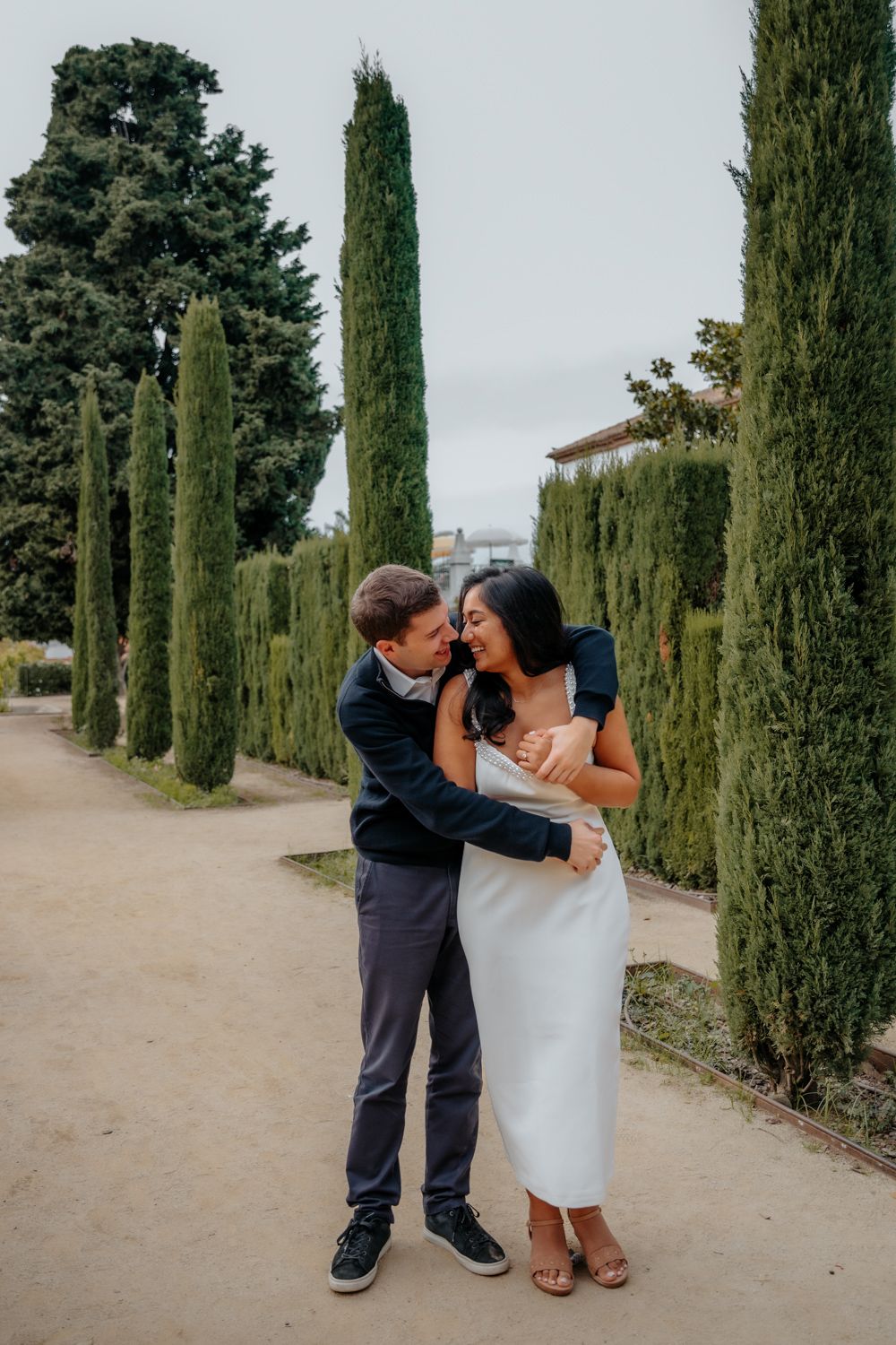 Emotional forehead touch Teatre Grec autumn Barcelona Surprise proposal photoshoot Barcelona BarcelonaLoversPH