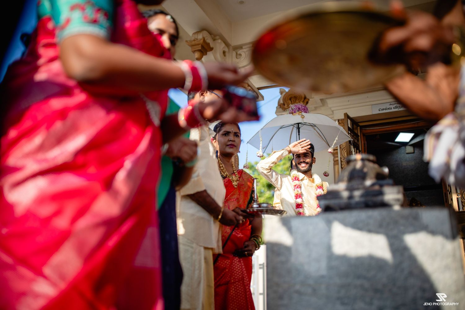 Shivaani and Kathir wedding moments at Eeebees Mahal Erode by Jeno Photography Trichy.