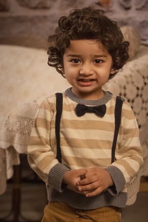 Family session with boho setup toddler portrait