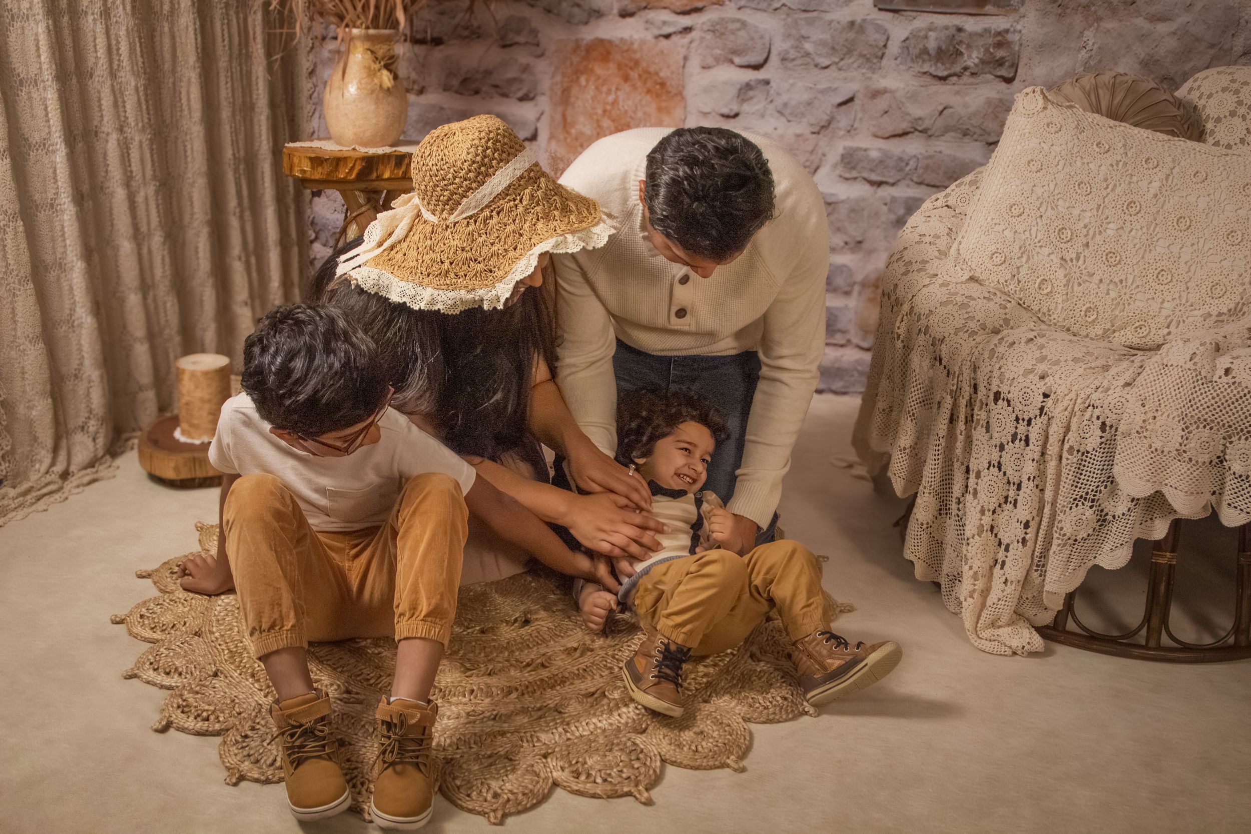 Mississauga Family Photographer Family session with boho setup