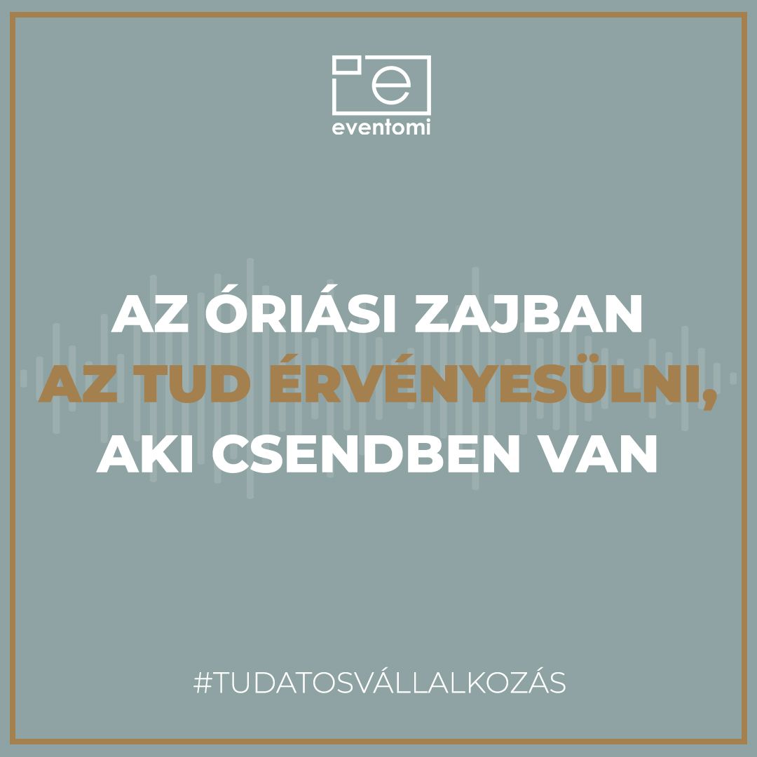 Social media quote in Hungarian language with text about telling your own story instead of following trends on gray background.
