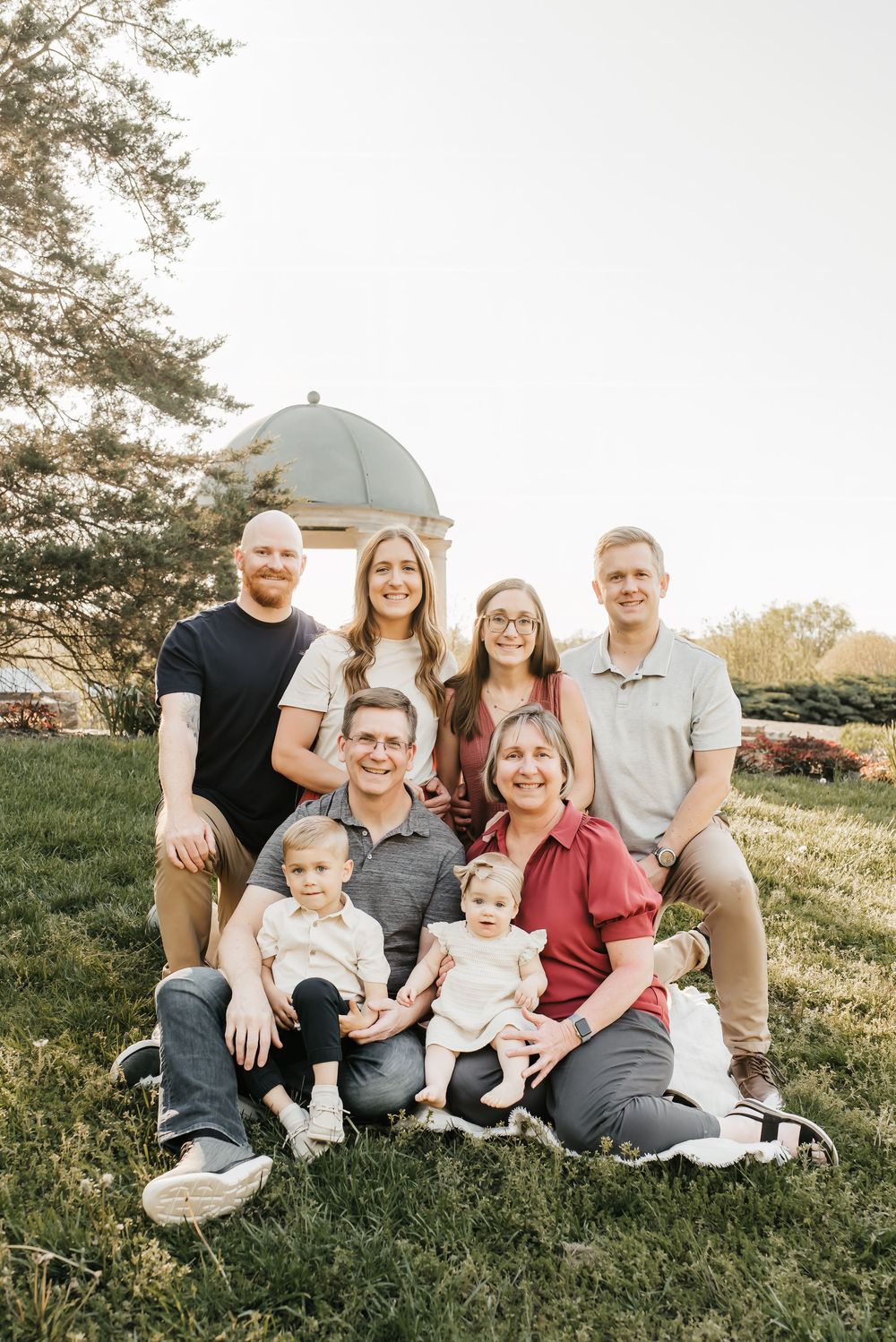 whole family gets together at the park