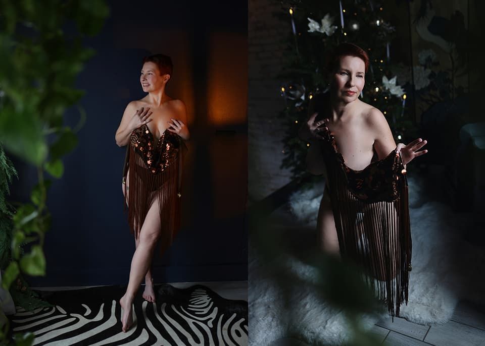 A series of artistic boudoir photographs showing silhouettes and shadows in dramatic lighting.