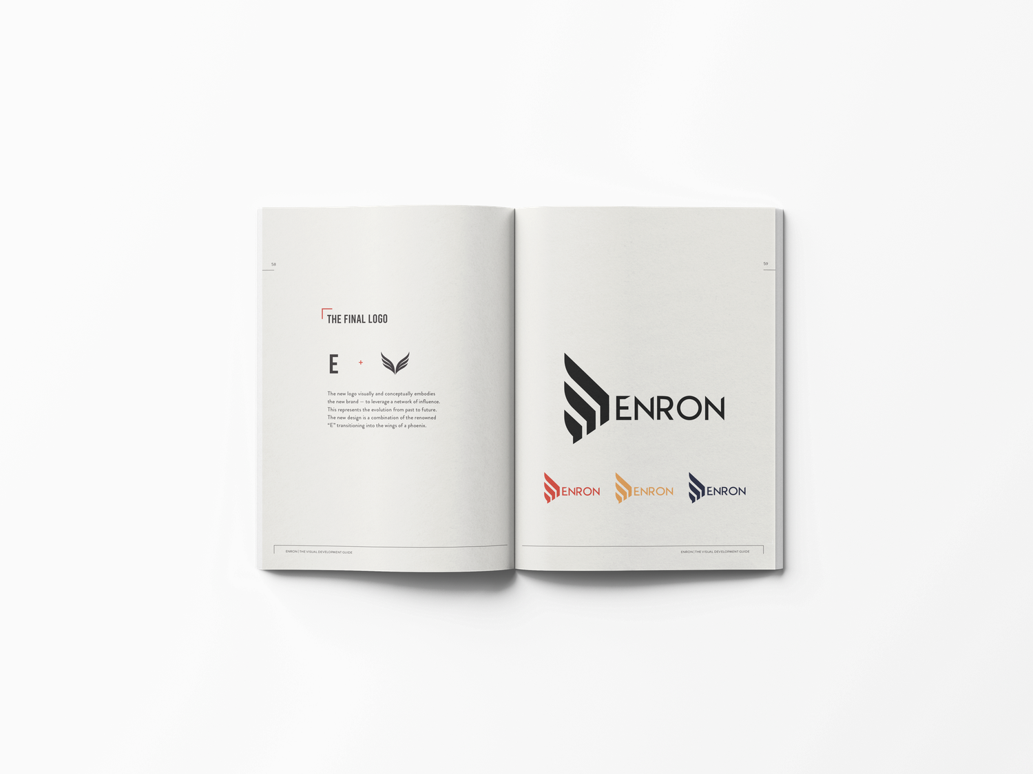 Brand identity manual featuring Senron logo variations and design elements.