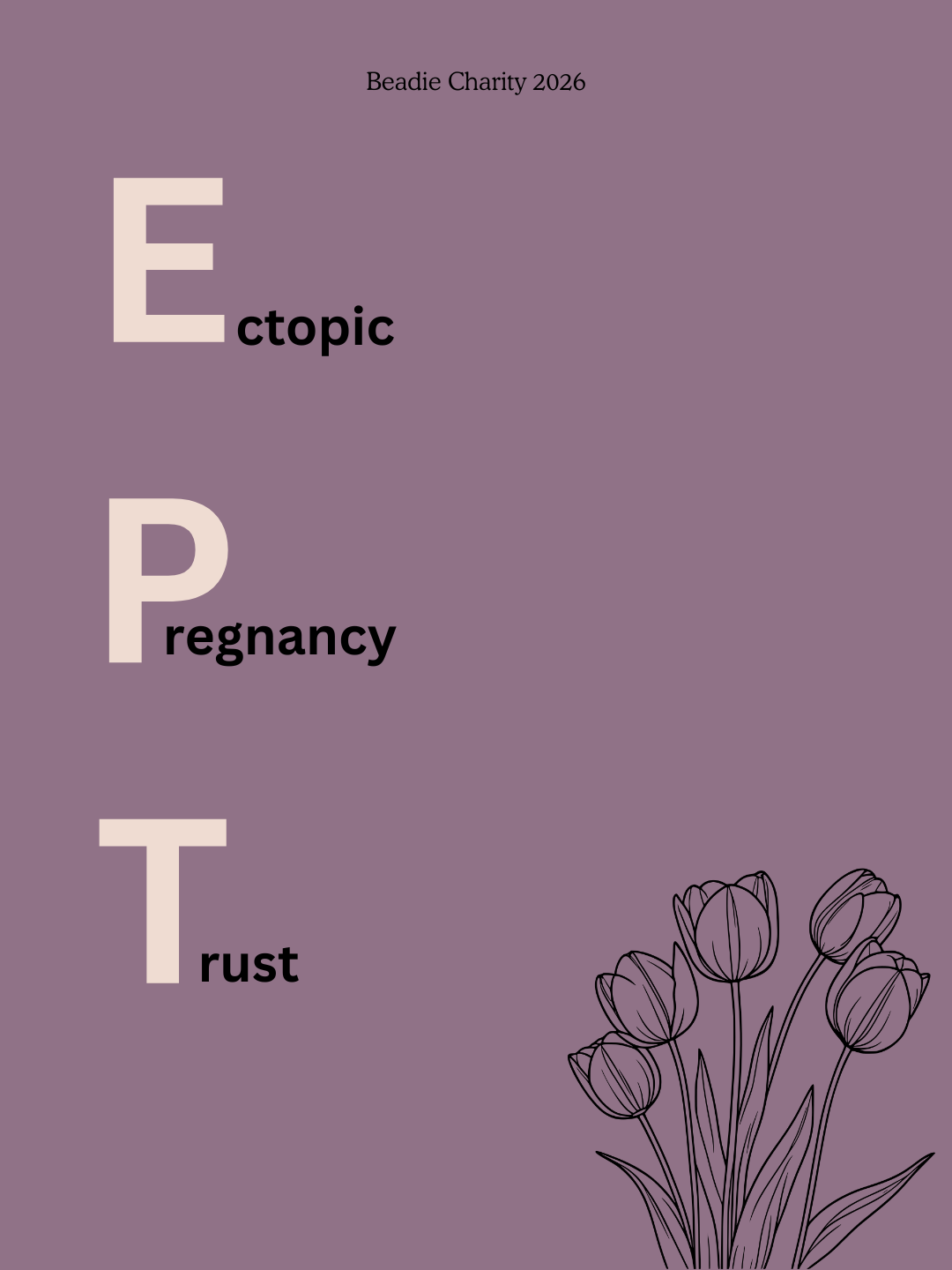Purple medical textbook cover design with minimalist floral illustrations and text about ectopic pregnancy.