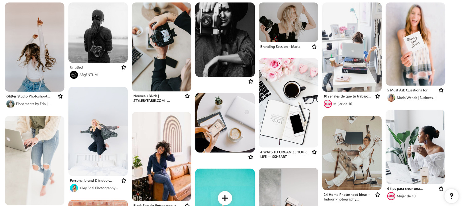 Collection of minimalist Pinterest style lifestyle and fashion photography pins arranged in a grid layout.