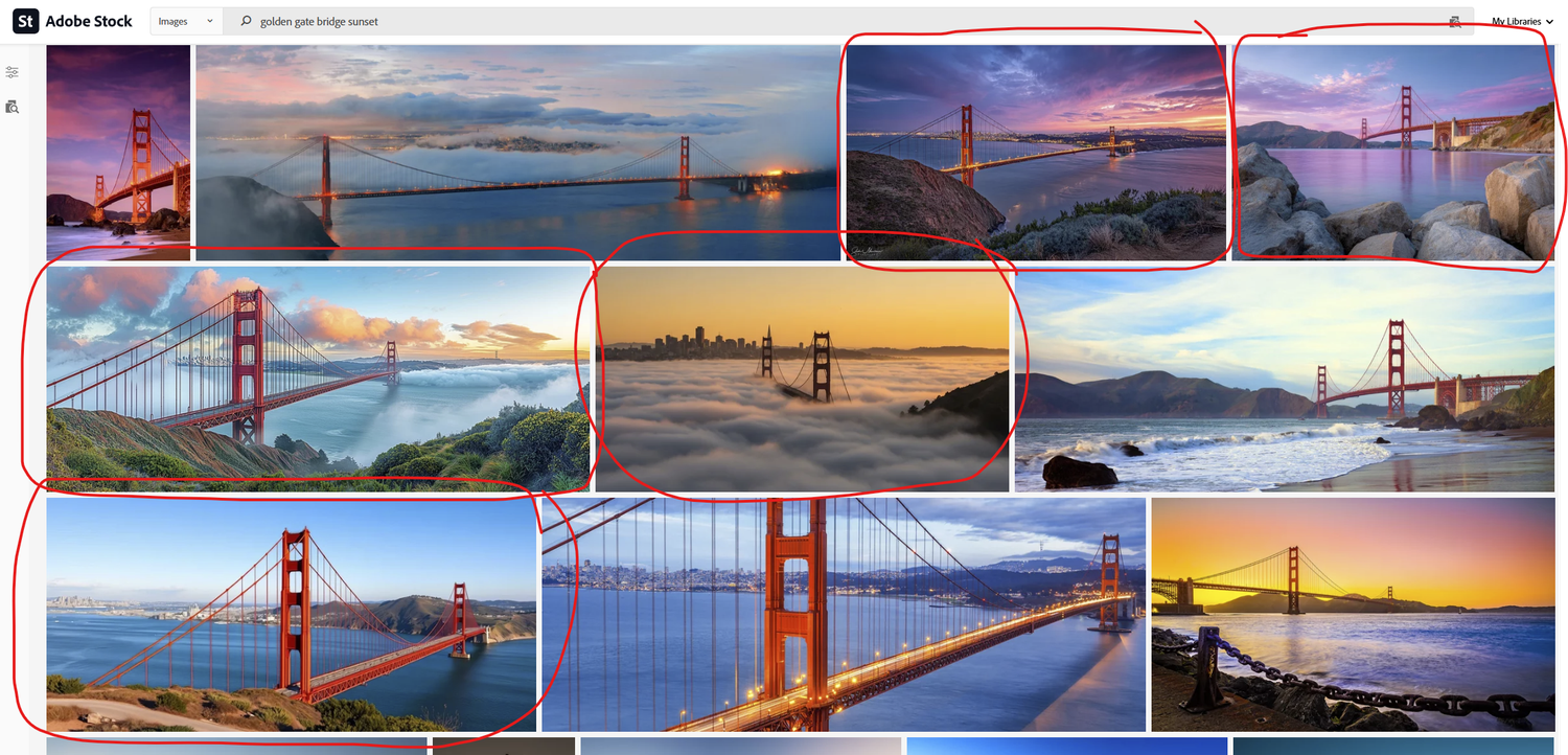 Golden Gate Bridge glows at sunset with vibrant orange and purple skies reflecting in the San Francisco Bay waters.