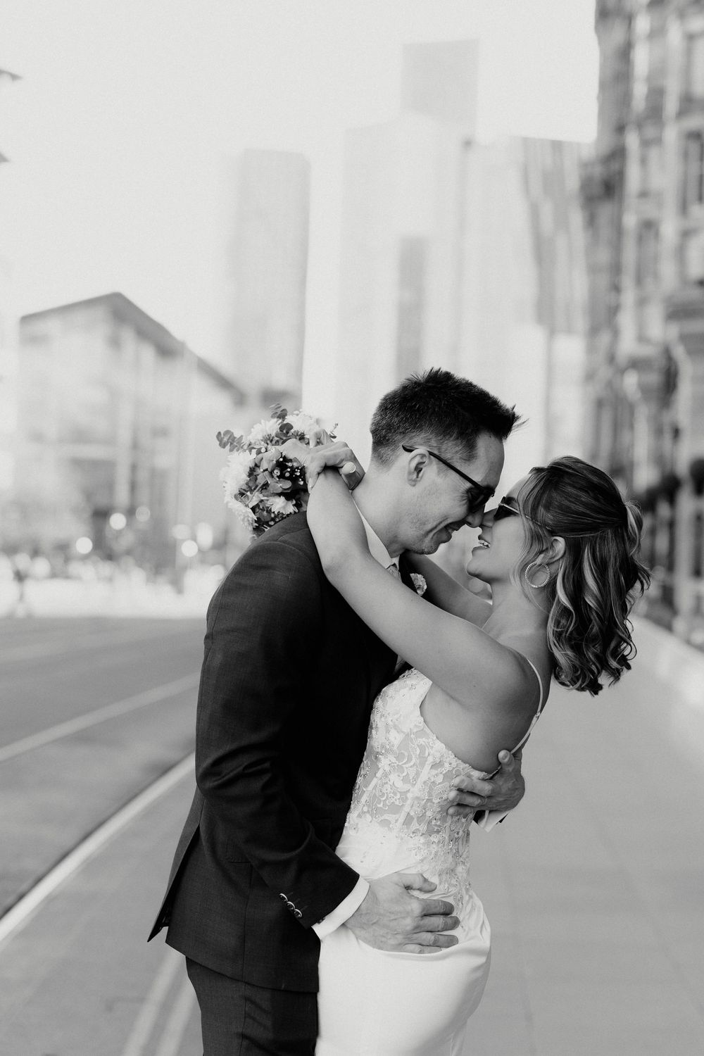 Candid wedding photos of bride and groom in Manchester