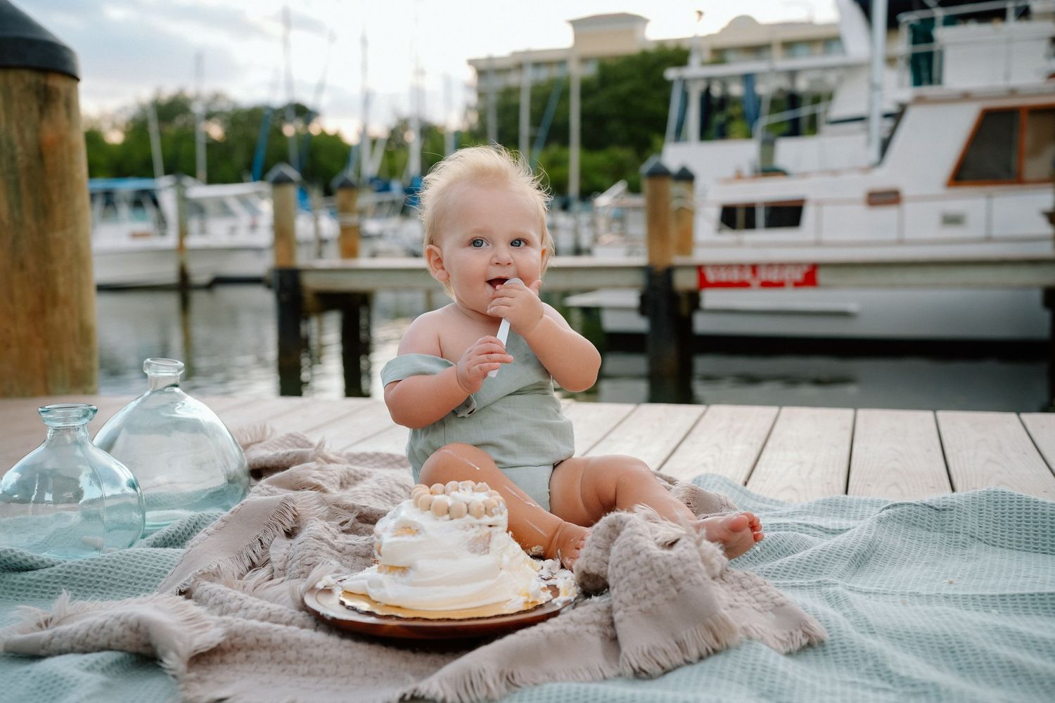 Baby's first birthday cake smash.